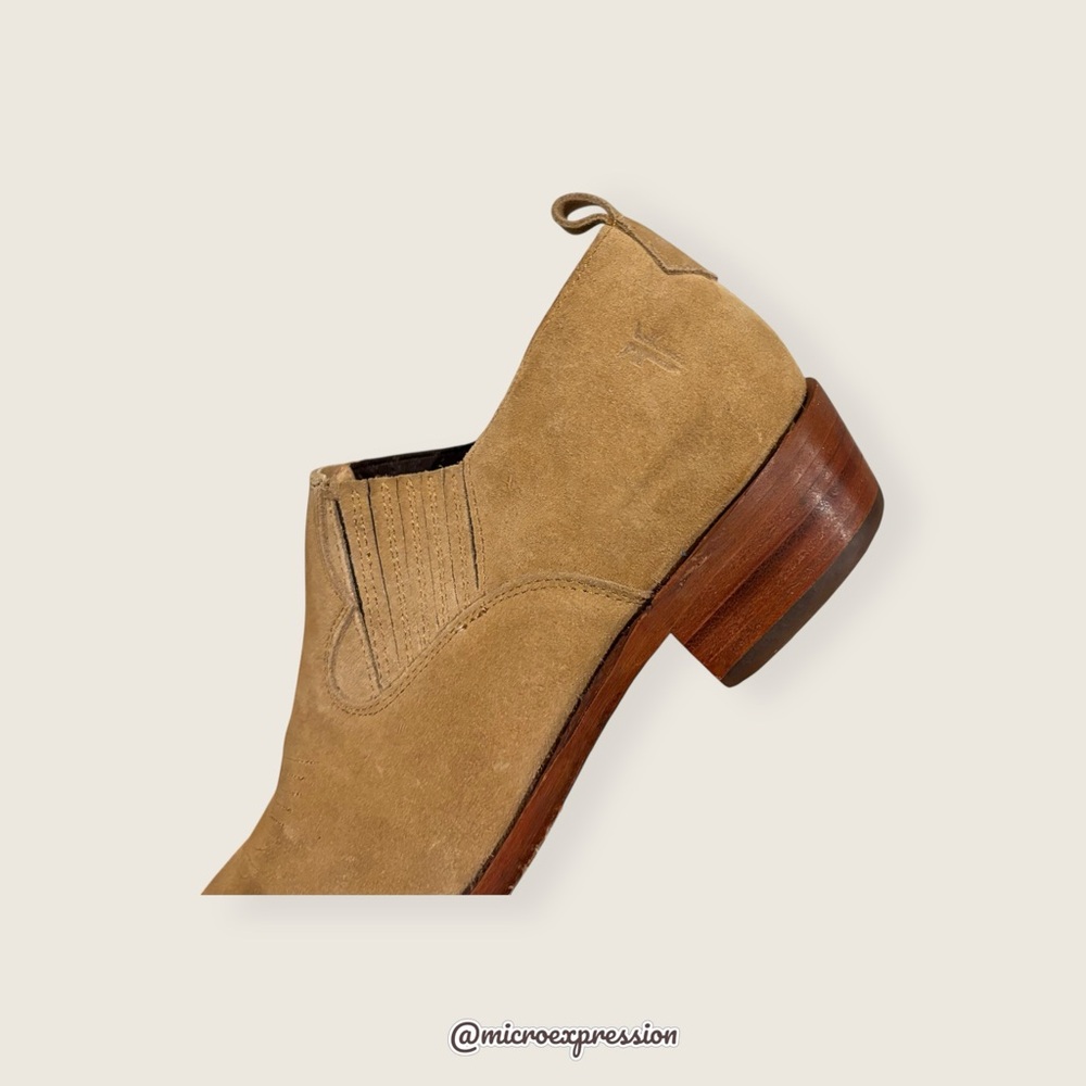 $349 Frye Billy Shootie Tan Taupe Beige Suede Leather Southwestern Ankle Boot - Picture 11 of 14